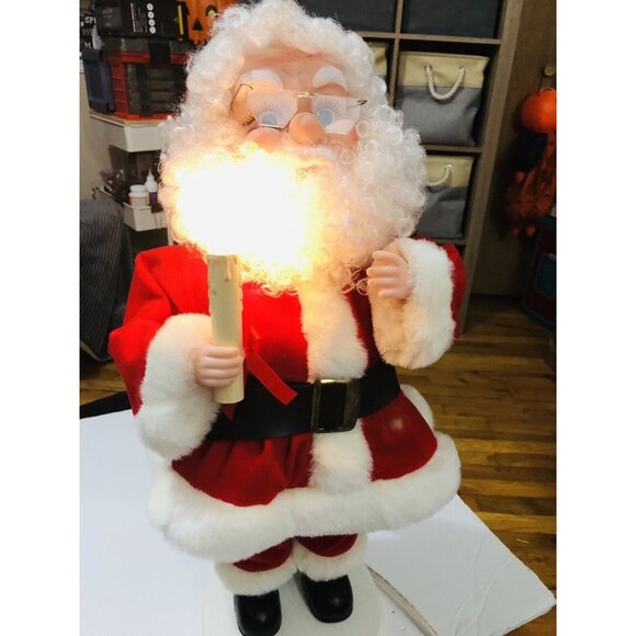 25” Santa’s Best Animated Santa Claus Figure w/ Candle Christmas Motionette Cord - Picture 2 of 7